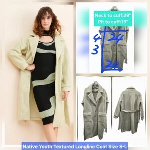 Native Youth Textured Longline Coat Size S-L